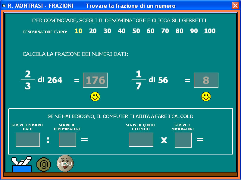 CALCOLA LA FRAZIONE DI UN NUMERO DATO